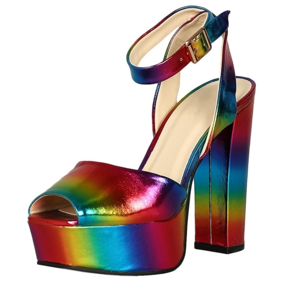 Pride Rainbow holographic platform heels🌈 - Picture 5 of 7